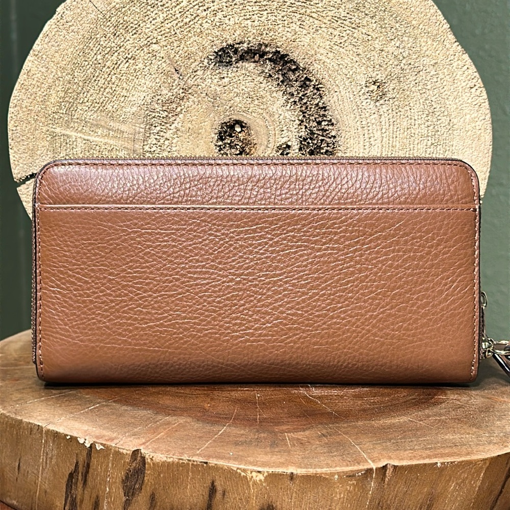 COACH Double Zip Accordion Pebble Leather Wallet - Picture 2 of 16